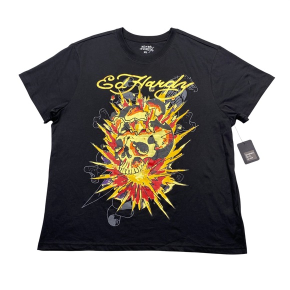 Ed Hardy Other - Ed Hardy Mens Skull Explosion Graphic T-Shirt Black XL EHMR1100-28 NWT